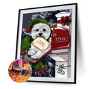 5D DIY Diamond Painting Christmas Puppy Full Drill Rhinestone Mosaic Art Pict