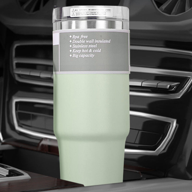 Stainless Coffee Mug Water Tea Cup Insulated Car Drinkware (890ml Green) Newly