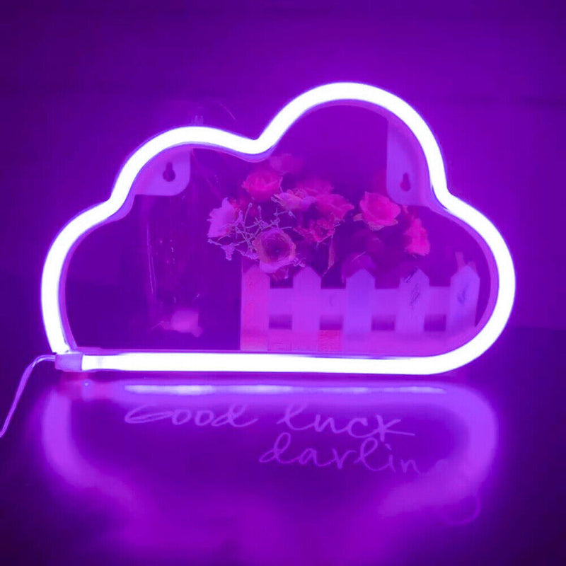 Cartoon Cloud Neon Light USB Battery Operated Art Hanging Lamp (Purple) Newly