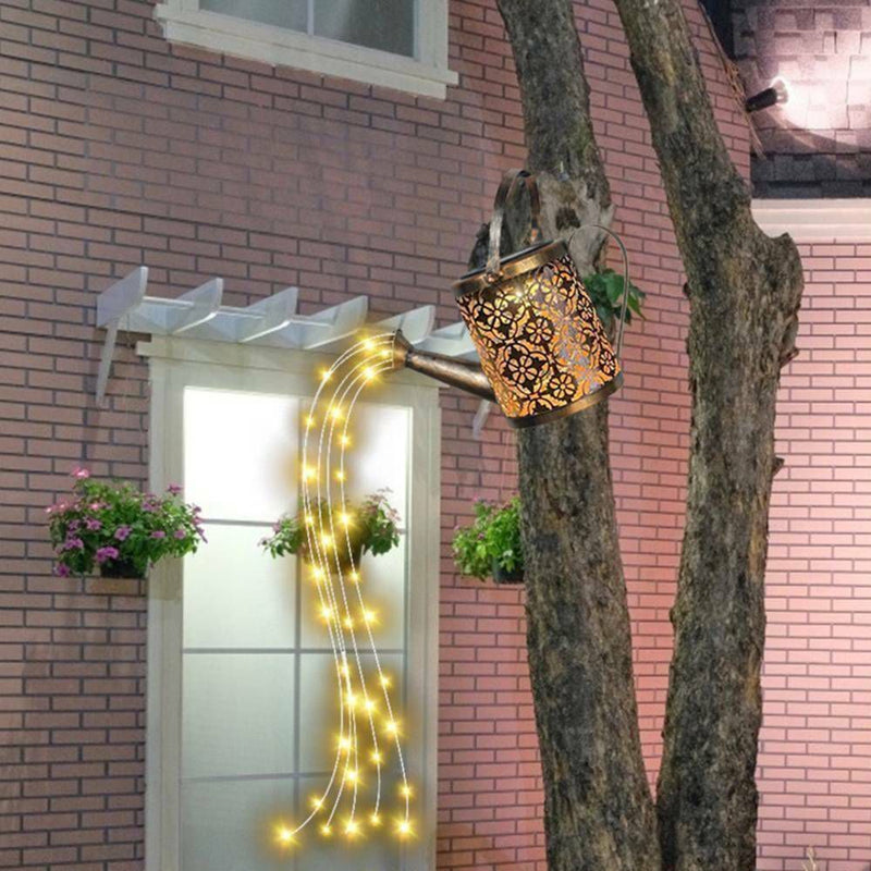 Decoration Kettle Shower Lamp Iron Art Watering Can String Light Waterfall Lamp