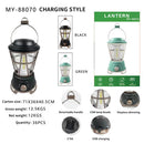 2 Modes Waterproof LED Tent Lanterns Emergency Camping Flame Lights (Black)