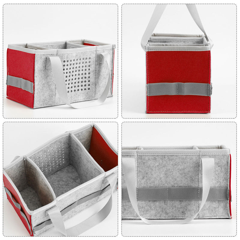 3 Grids Felt Storage Basket - Soft Kid Audio Toys Storage Containers (Red) Newly