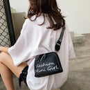 Women PU Leather Shell Wide Shoulder Strap Crossbody Messenger Bag (Black)
