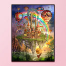 DIY Sky City and Rainbow Printed Cross Stitch Full Cotton Handmade Embroidery