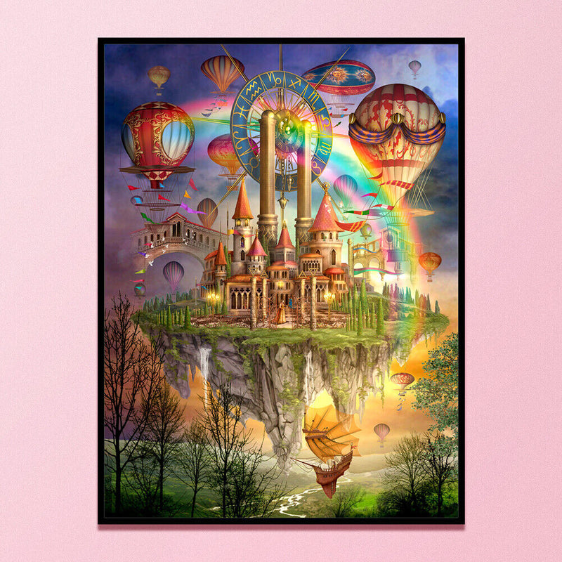 DIY Sky City and Rainbow Printed Cross Stitch Full Cotton Handmade Embroidery