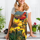 Sunflower Parrot Print Kitchen Linen Apron Sleeveless Waterproof Household Bi