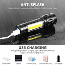 LED Lighting Torch Lamp USB Rechargeable Mini Glare Flashlight COB Side Light