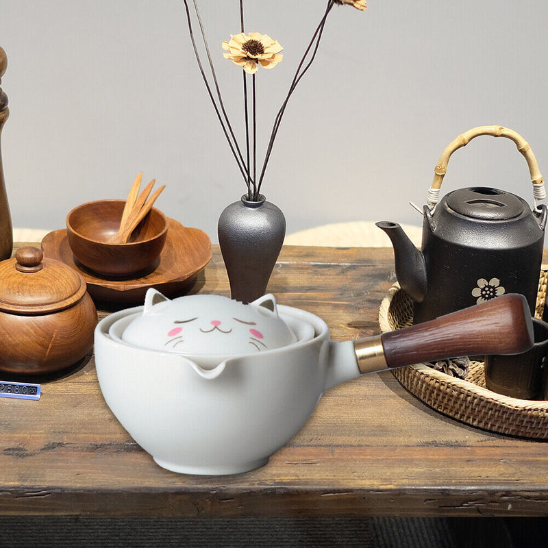 Portable Chinese Gongfu Kung Fu Tea Set Rotating Ceramic Teapot Teaware (O)