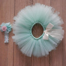 2pcs/set Baby Flower Hairband Bowknot Tutu Skirt Girls Photo Props (0-1M)