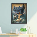 5D DIY Diamond Woman Wolf Full Round Drill Mosaic Wall Art Picture of Rhinestone