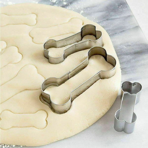 3Pcs Dog Bone Biscuit Fondant Pastry Baking Molds Stainless Steel Cookie Cutters