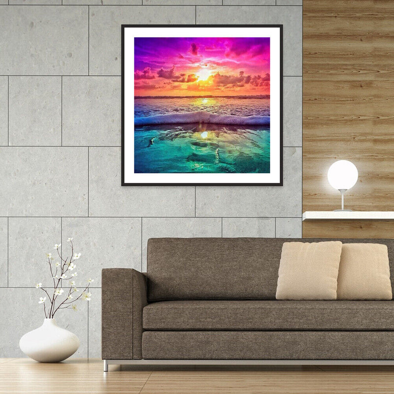 5D DIY Full Drill Diamond Painting Sunset Seaside Cross Stitch (B435) Newly