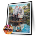 5D Rhinestone Pictures DIY Couple By River Full Round Drill Diamond Painting Kit