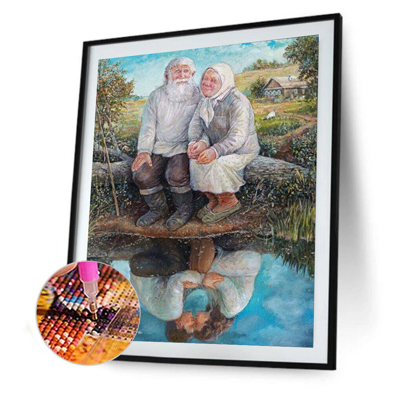 5D Rhinestone Pictures DIY Couple By River Full Round Drill Diamond Painting Kit