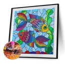 DIY Partial Drill Special Shape Fish Rhinestone Drawing for Home Decoration