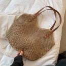 Summer Women Straw Handbag Woven Shoulder Bag Female Beach Vacation Travel Tote