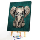 Hand Painted Craft Painting By Numbers DIY Music Elephant Digital Oil Picture