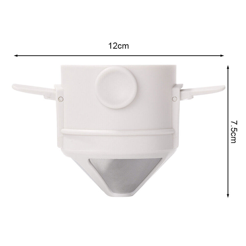 Stainless Steel Folding Coffee Filter with Brush Coffee Dripper (White) Newly
