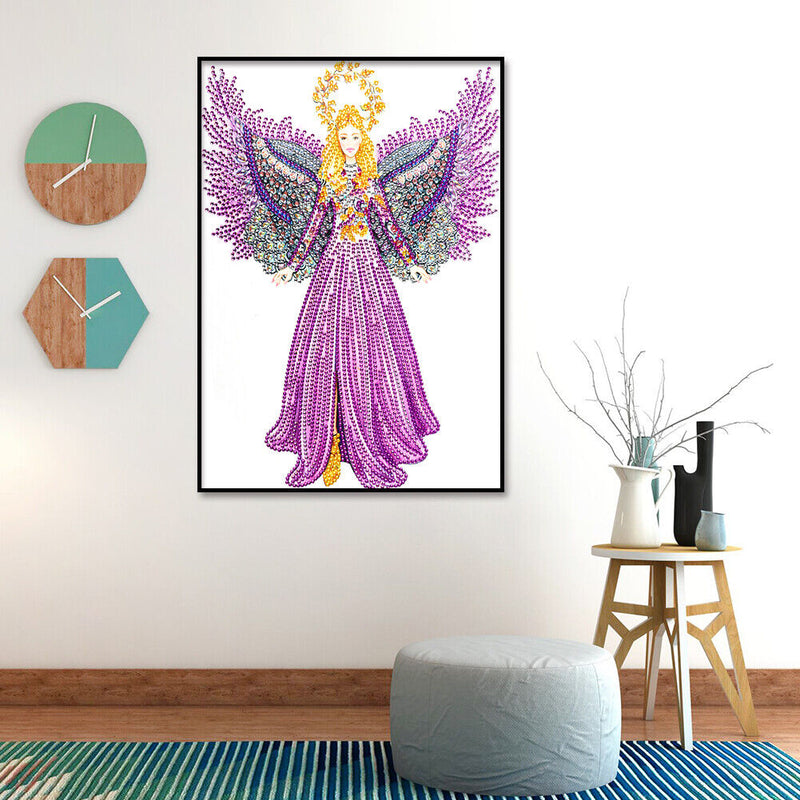 Diamond Painting Rhinestone 5D Special Shaped DIY Mosaic Kit Purple Angel Newly