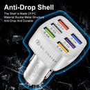 15A 6 Ports USB Car Charger QC3.0 Fast Charging Cell Phone Adapter (White) Newly