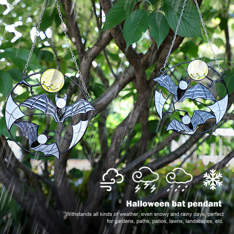 Bat Stained Window Pendant - Home Rainbow Collection Bat Moon Horror Art Craft
