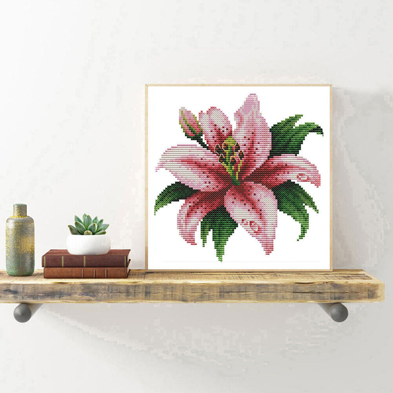Partial Cross Stitch Blossom Lily 14CT Counted Embroidery Needlework DIY Decor