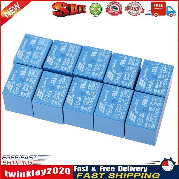 10Pcs T73-5V SRD-5VDC-SL-C 5 Pin 250V AC 28V DC Power Relay Newly