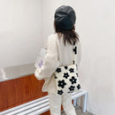 Fashion Autumn Winter Handbag Flower Fluffy Women Plush Crossbody Shoulder Bags