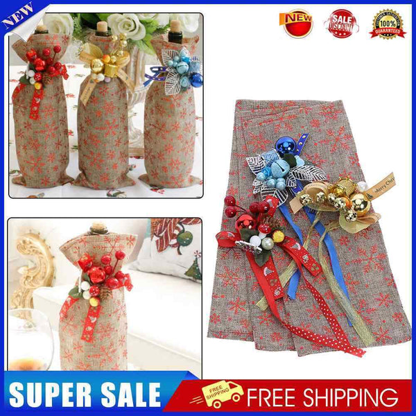 High - end creative bar flower linen wine set snowman red wine bottle sets-15094