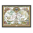 Partial Cross Stitch 14CT Old World Map Counted Embroidery DIY Needlework Kits