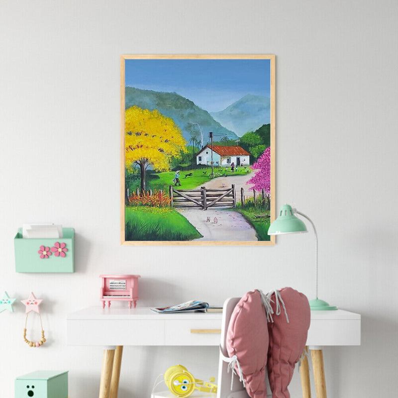 Paint By Numbers DIY Mountain Hut Hand Painted Canvas Picture Home Wall Decor