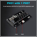 5 Ports M.2 NGFF B-Key SATA to SATA 3 SSD HDD Expansion Card with Heat Sink