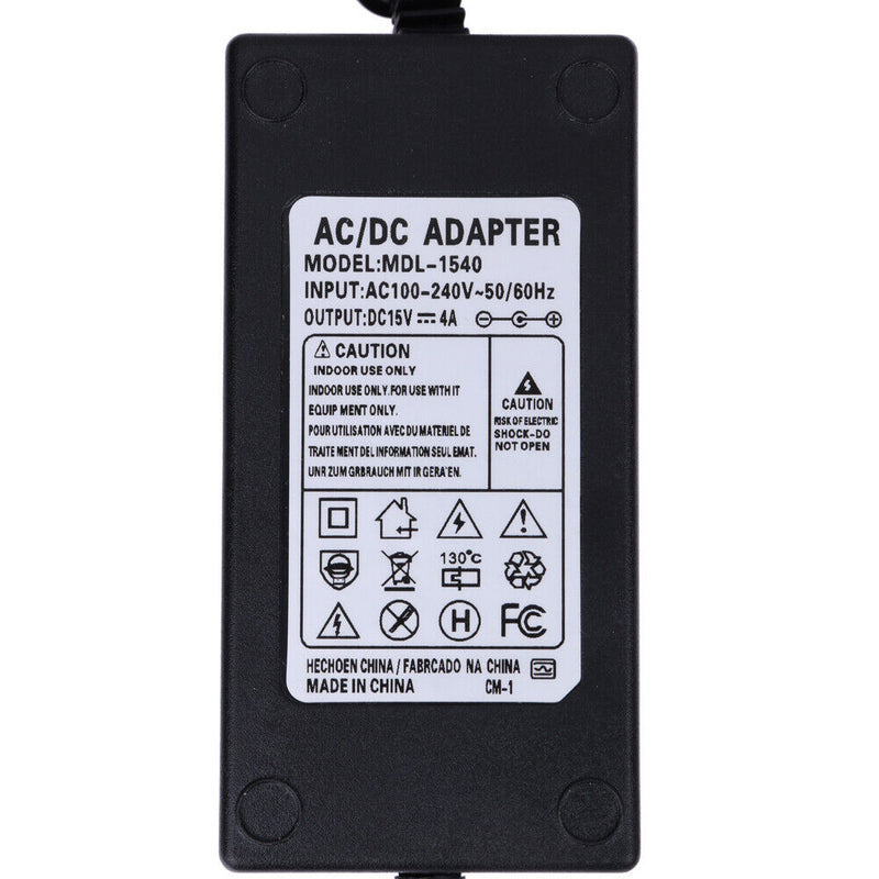60W AC to DC 15V Power Supply Adapter Short Circuit Overload Protection (US