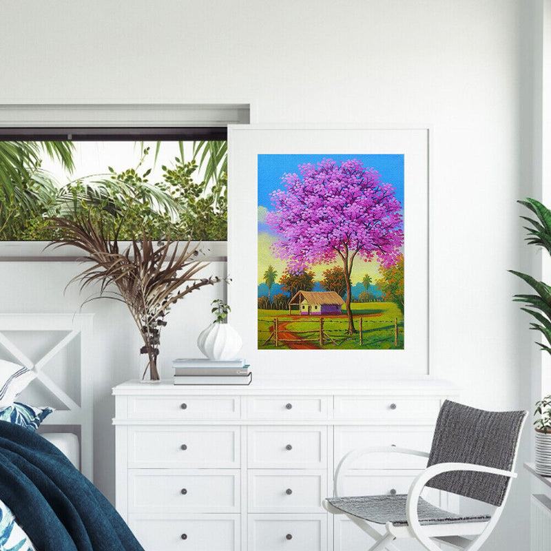 Hut under Tree Oil Paint By Numbers Kits Canvas Drawing DIY Coloring Picture Art