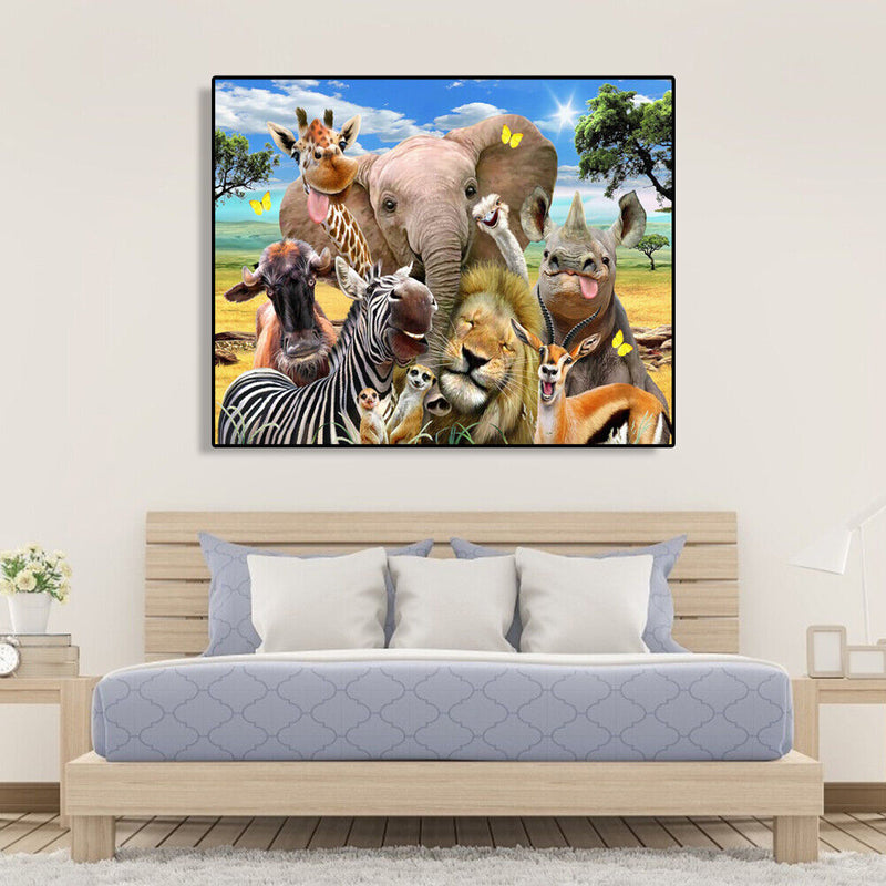 Painting By Numbers DIY Happy Animals Canvas Oil Wall Art Picture Ornaments Kit