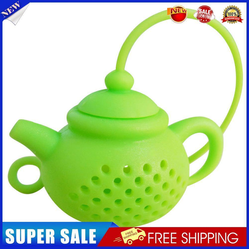 Teapot Shape Tea Bag Strainer Infuser Silicone Leaf Filter Diffuser (Green)