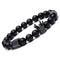 Yoga Rope Mens Cuff Bangles Crown Bracelets Steel Titanium Beaded Bracelet