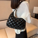 Women Quilted Rhombic Pattern Shoulder Bag Leather Female Solid Clutch Handbag