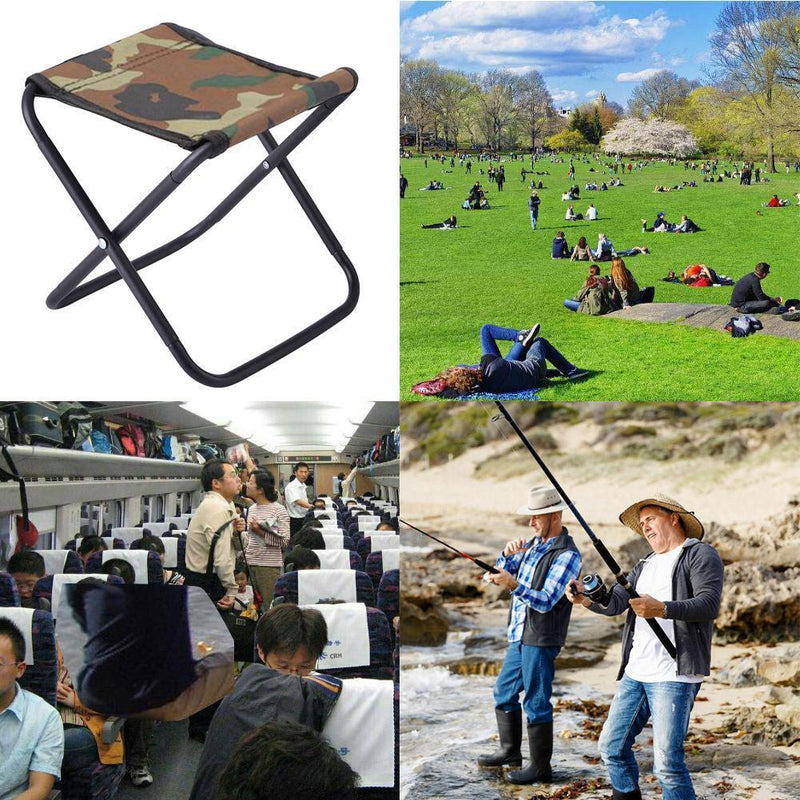2xLightweight Folding Stool Outdoor Camping Picnic Travel Chair(Camouflage)