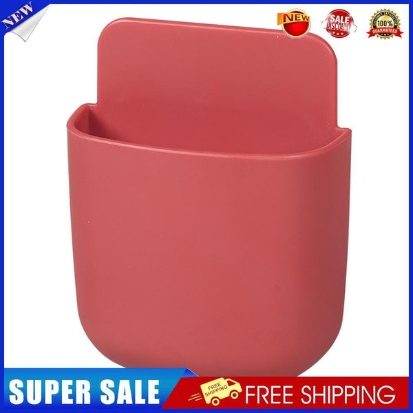 Wall Storage Box Phone Plug Holder Rack Desktop Organizer Stand (Red)