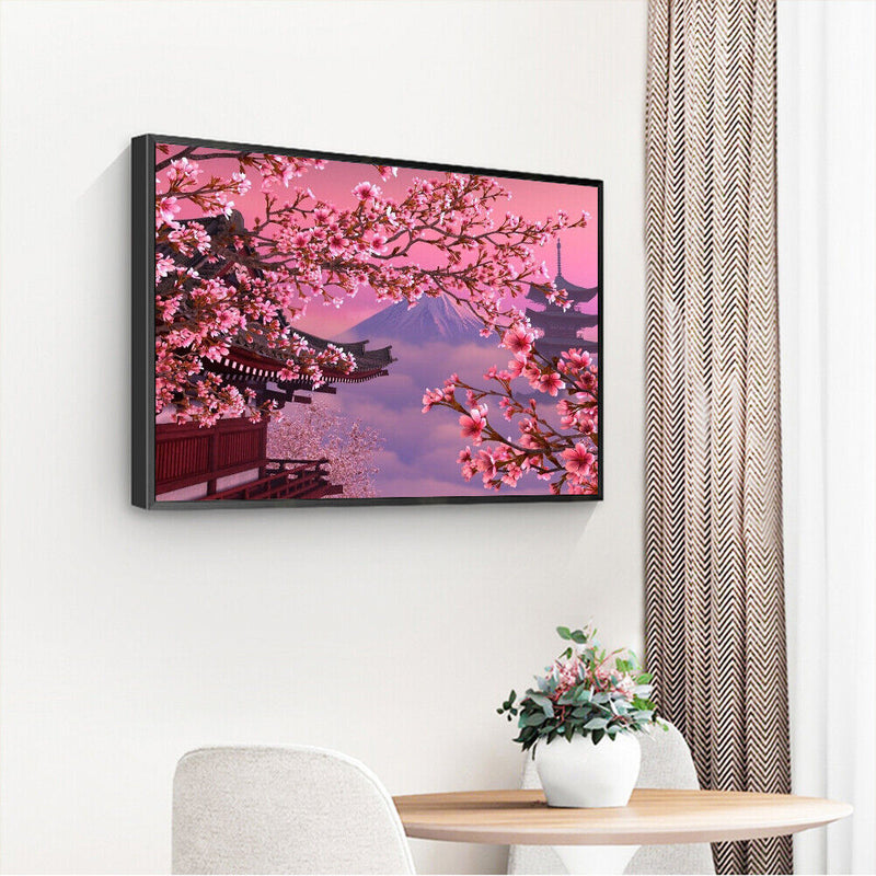 Diamond Painting 5D Full Round Drill Mosaic DIY Peach Blossom View Art Decor Kit