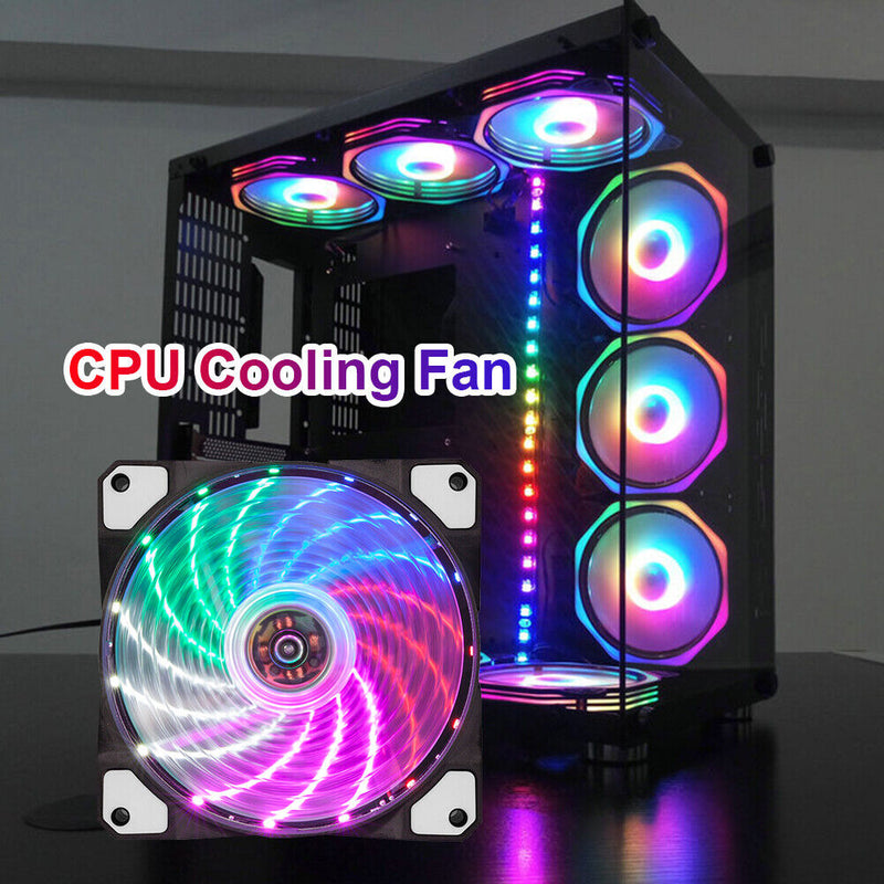 120mm PC Computer Case Fans LED Cooling 12V DC 4Pin Radiator CPU Cooler (A)