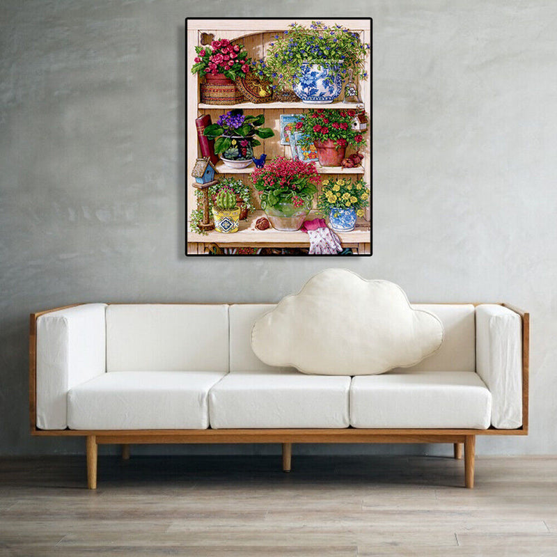 Painting By Numbers Kit DIY Flower Rack Hand Painted Canvas Oil Art Picture Gift