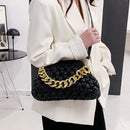 Women PU Leather Shoulder Bags Lady Metal Chain Diamond Lattice Bag Purse Bag