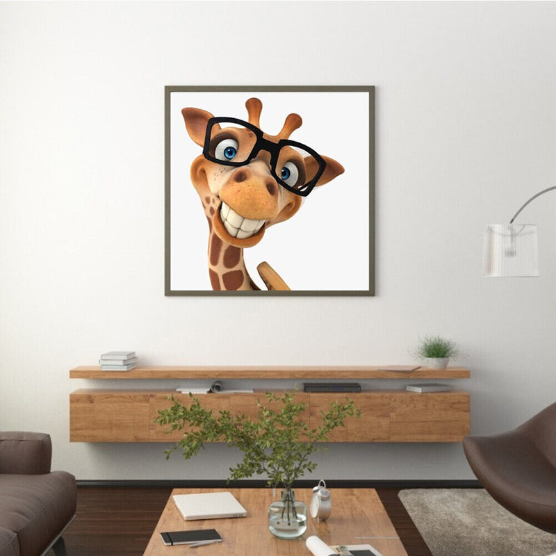 Giraffe with Glasses Oil Paint By Numbers Kits Canvas Drawing DIY Cartoon