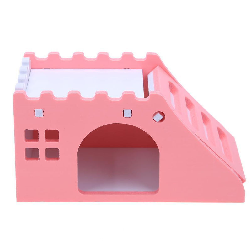 Hamster Staircase Villa Sleeping House Bear Pet Nest Log Cabinet(Pink)