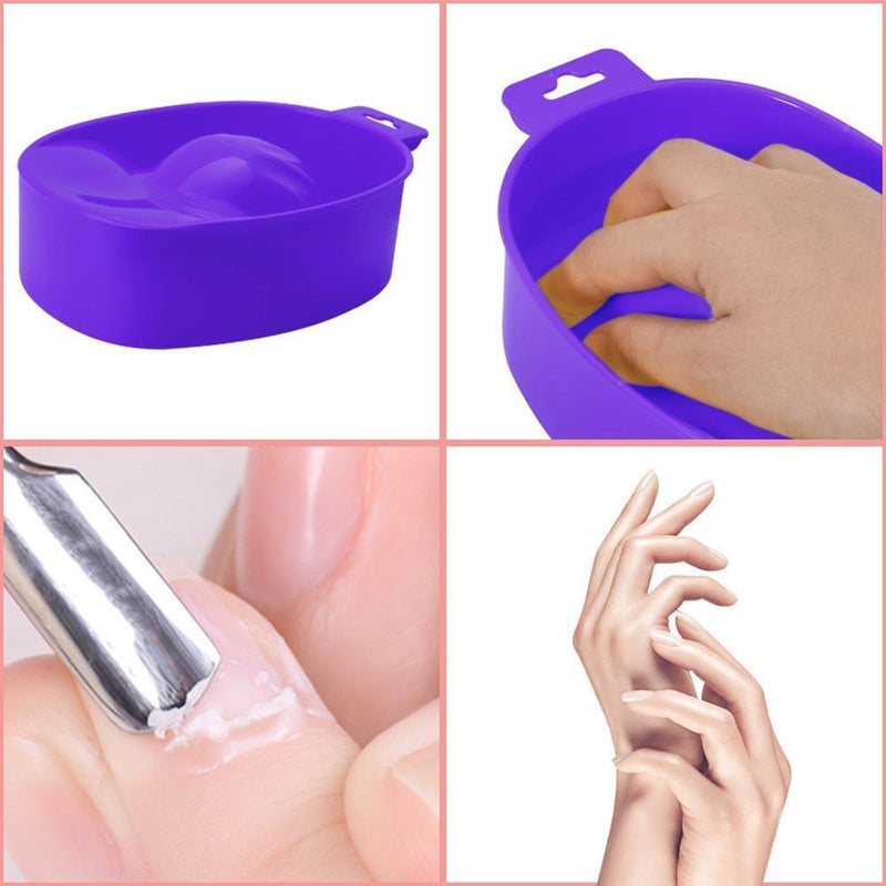 1pc Nail Art Hand Wash Remover Soak Bowl Nail Bath Manicure Tool(Purple)