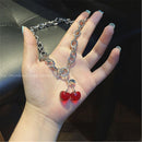 Steel Gothic Link Chain Hip Hop Necklace Cherry Pendant Clavicle Chain