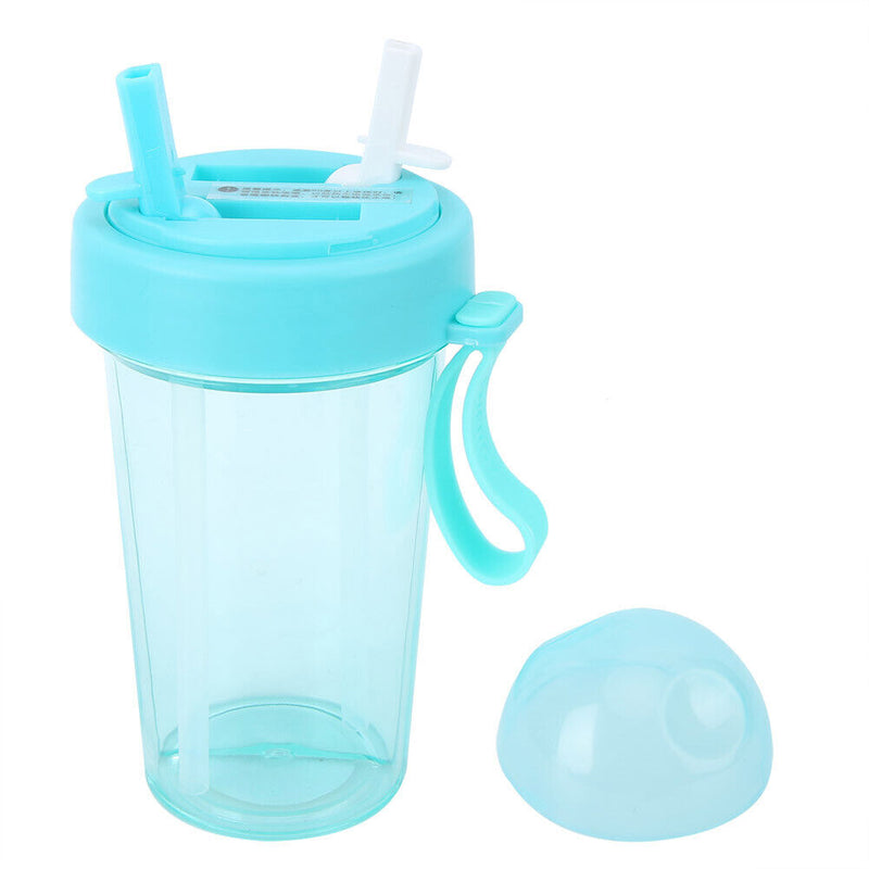Large Capacity Dual Straw Cup Outdoor Student Drinking Beverage Water Bottl
