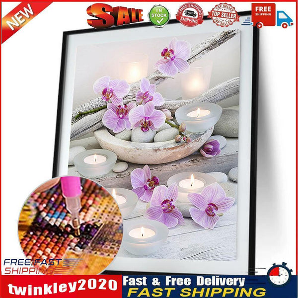 Flower Candle 5D Diamond DIY Painting Kit Cross Stitch Home Decor Craft Newly